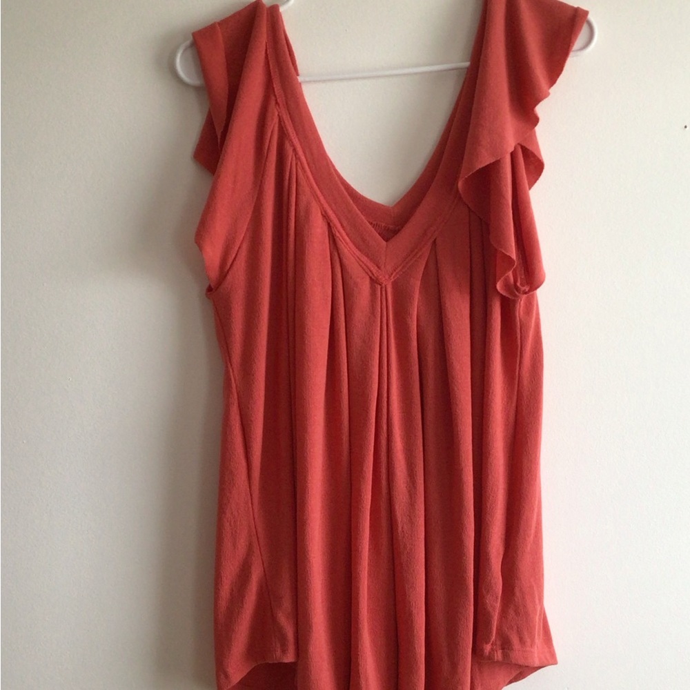 BUCKETLIST Coral Ruffle Sleeve Blouse